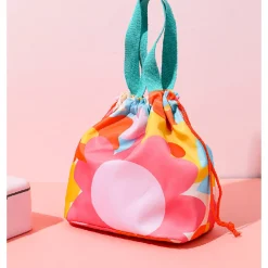 Borsa Porta Pranzo Fantasia Fiori - Rosa