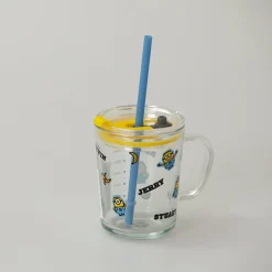 Tazza In Vetro Con Cannuccia - Minions (1Pz) (400Ml)